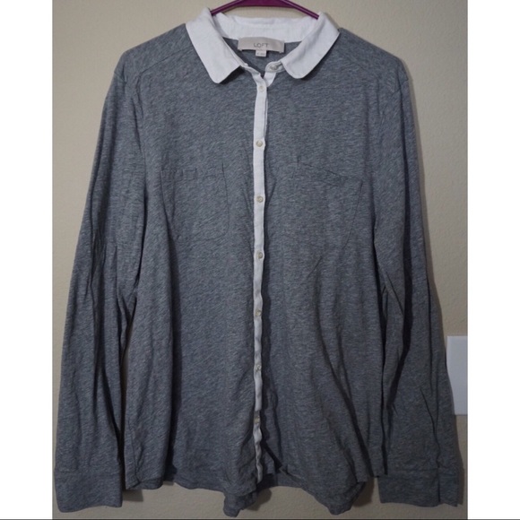 LOFT Button Down Long Sleeve Blouse Dress Shirt - Picture 2 of 7